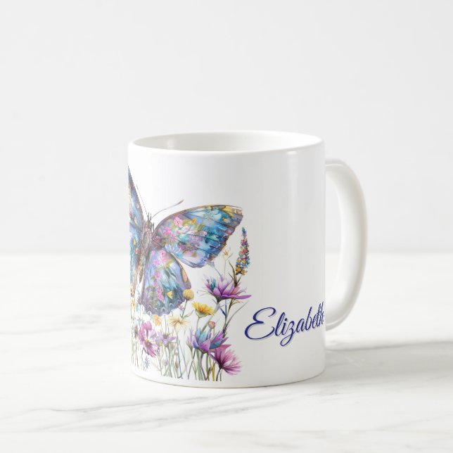 Schmetterling & Wildblumen Kaffeezubereitung Tasse (VorderseiteRechts)