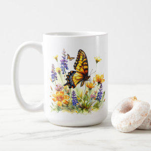 Schmetterling & Wildblumen Kaffeezubereitung Tasse