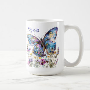 Schmetterling & Wildblumen Kaffeezubereitung Tasse