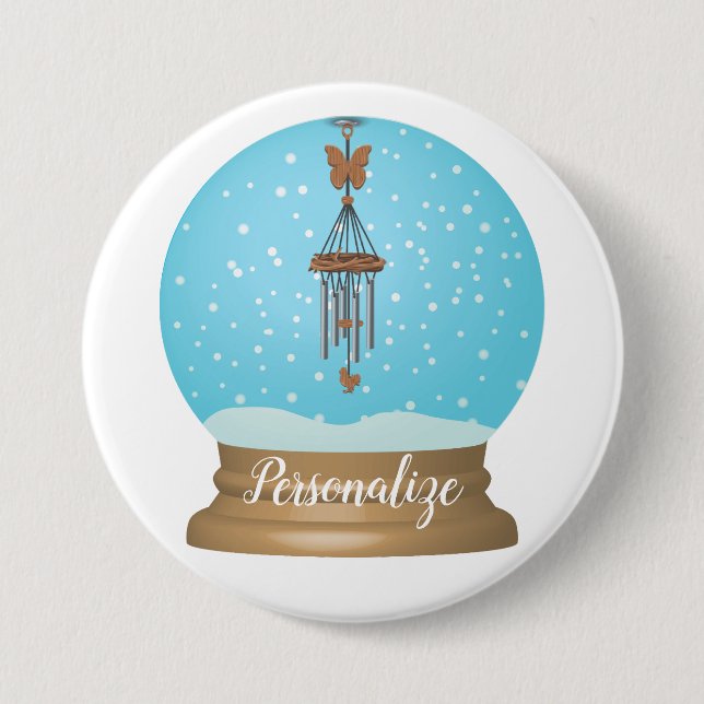 Schmetterling-Windchime-Gartenschnee-Globus-Taste Button (Vorderseite)