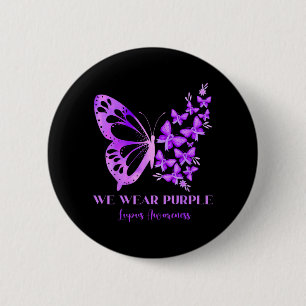 Schmetterling Wir tragen Lila für Lupus-Bewusstsei Button