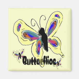 Schmetterling Zeichne Gelben Hintergrund Magnet
