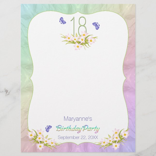 Schmetterlinge 18. Geburtstagsparty Scrapbook Seit (Vorderseite)