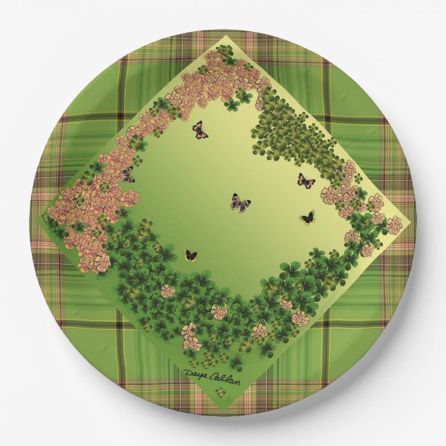 Schmetterlinge am Morgen/Kariert Pappteller (Vorderseite)