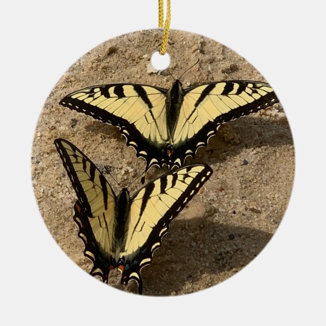 Schmetterlinge am Strand Keramik Ornament (Vorne)