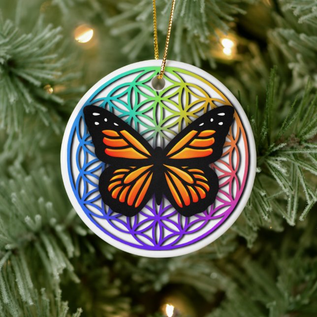 Schmetterlinge, ängstliche Geometrie, Blume des Le Keramik Ornament (Baum)