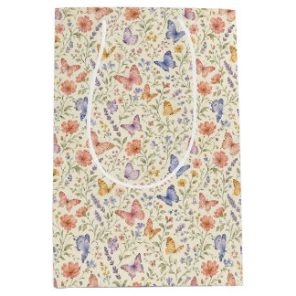 Schmetterlinge Aquarell Blumen Baby Shower Mittlere Geschenktüte