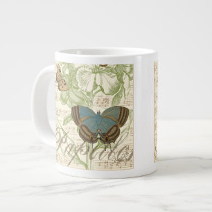 Schmetterlinge auf Blatt Musik mit Floral Design Jumbo-Tasse