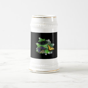 Schmetterlinge auf Blätter Bierglas