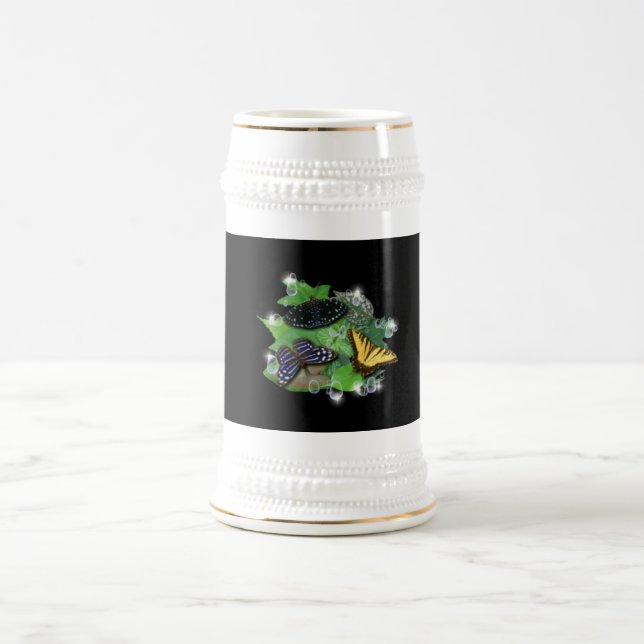 Schmetterlinge auf Blätter Bierglas (Mittel)