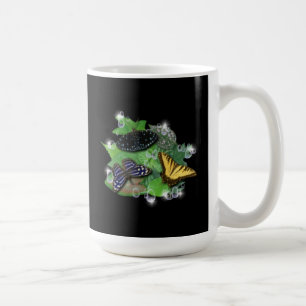 Schmetterlinge auf Blätter Kaffeetasse