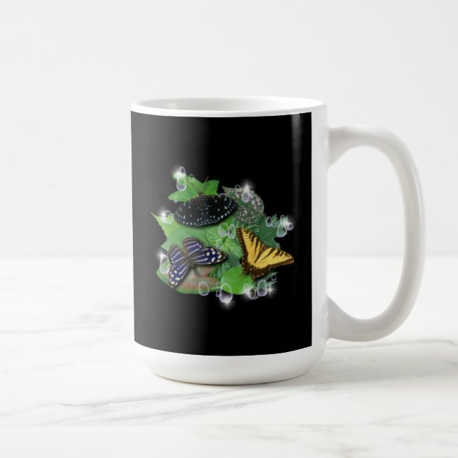 Schmetterlinge auf Blätter Kaffeetasse (Rechts)