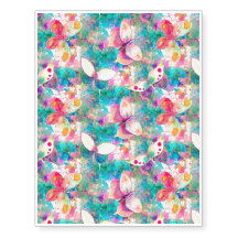 Schmetterlinge auf Blume Feld Aqua Türkis