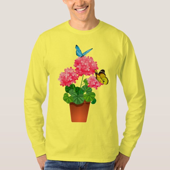 Schmetterlinge auf Blume T - Shirt (Vorderseite)