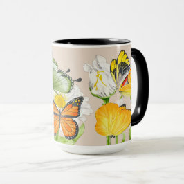 Schmetterlinge auf einer großen Combo-Tasse Tasse