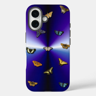 Schmetterlinge auf lila Regenbogen iPhone 16 Hülle