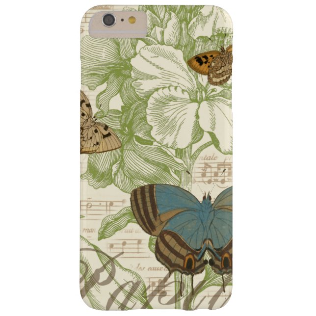 Schmetterlinge auf Noten mit Blumendesign Case-Mate iPhone Hülle (Rückseite)