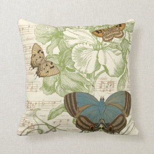 Schmetterlinge auf Noten mit Blumenmuster Kissen
