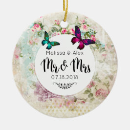 Schmetterlinge auf Shabby Vintag Collage Mr. and M Keramikornament