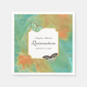 Schmetterlinge auf Südwesten färbt Quinceanera Serviette