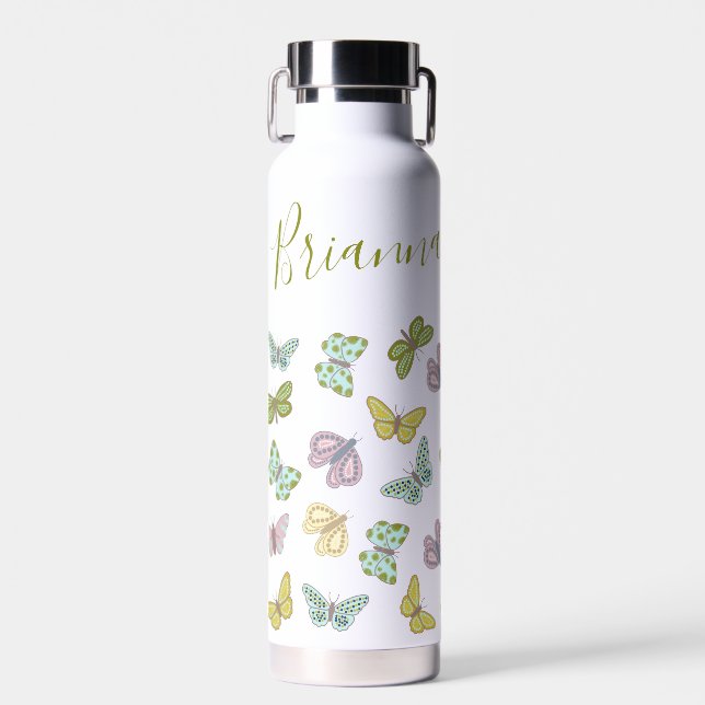 Schmetterlinge aus der Girl-Flasche rosa Trinkflasche (Vorne)