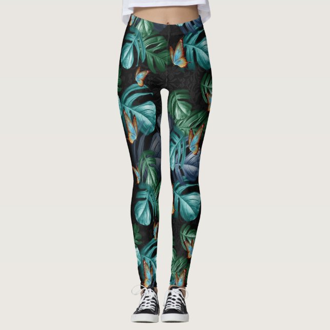 Schmetterlinge aus Paradies/tropisch-türkisfarbene Leggings (Vorderseite)