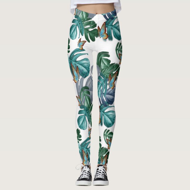 Schmetterlinge aus Paradies/tropisch-türkisfarbene Leggings (Vorderseite)