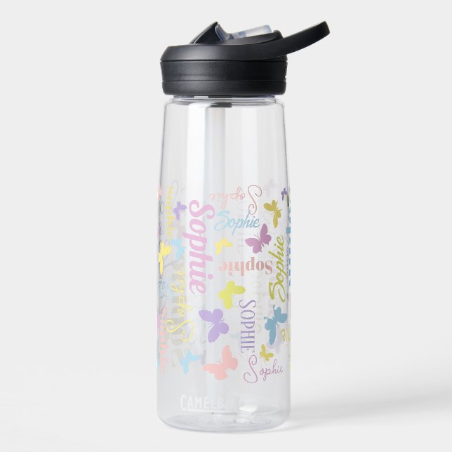 Schmetterlinge aus Regenbogen individuelle Name So Trinkflasche (Links)