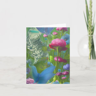 Schmetterlinge aus Rosa, Blau und Weiß Karte