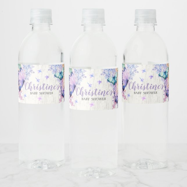 Schmetterlinge Babydusche Wasserflasche Etikett (Flaschen)