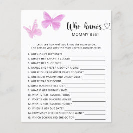 Schmetterlinge Babydusche, Wer kennt Mama am beste