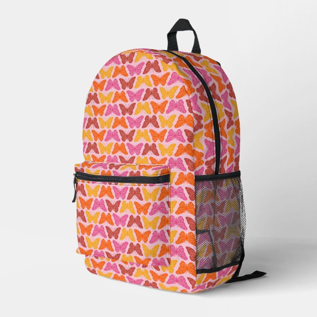 Schmetterlinge Bedruckter Rucksack (Rückseitige Ecke Rechts)