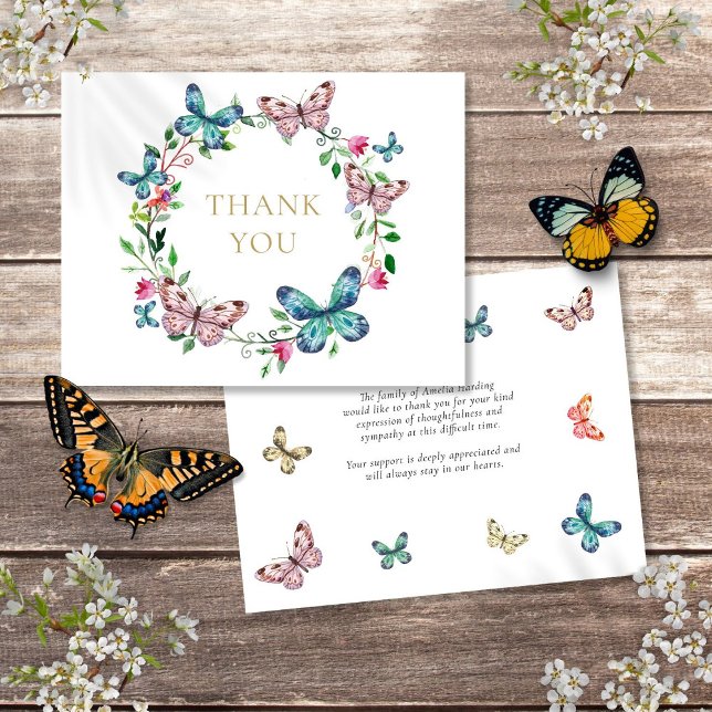 Schmetterlinge Beerdigung des Lebens Dankeskarte (Butterflies Funeral Celebration Of Life Thank You Card)