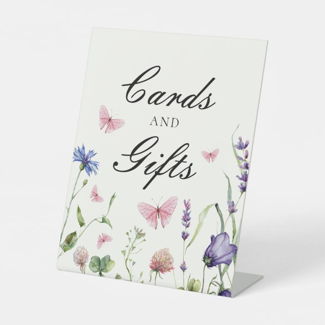 Schmetterlinge Blume Brautparty Karten Geschenke Sockelschild (Vorderseite)
