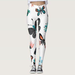Schmetterlinge Blume: Handgezeichnete Sammlung Leggings