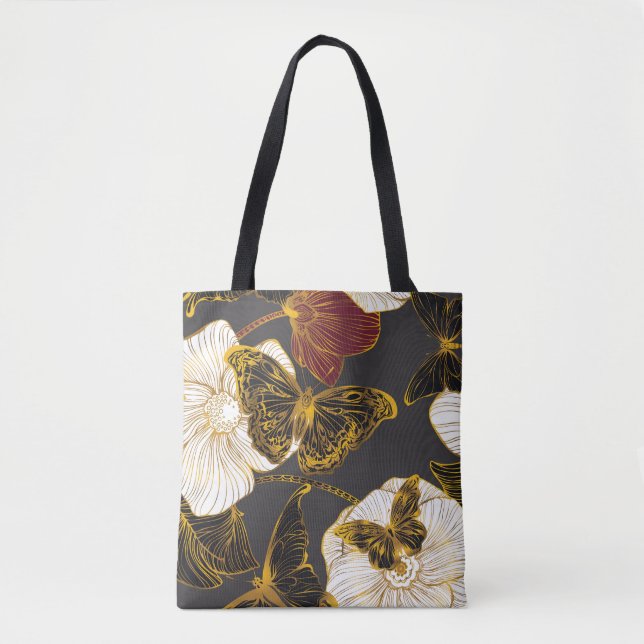 Schmetterlinge & Blumen: Frühling Boho Muster Tasche (Vorderseite)