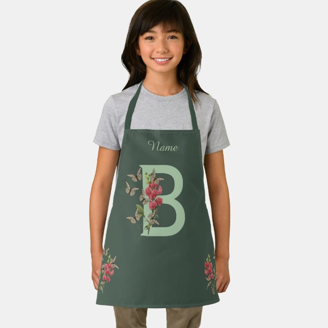 Schmetterlinge Blumen Monogramm Anfangsbuchstabe B Schürze (Insitu)
