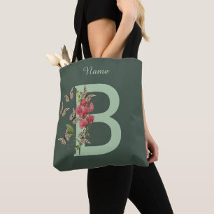 Schmetterlinge Blumen Monogramm Initiale B Persona Tasche