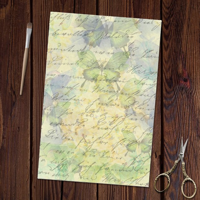 Schmetterlinge Blumenhandschrift Dekoupage Seidenpapier (Von Creator hochgeladen)