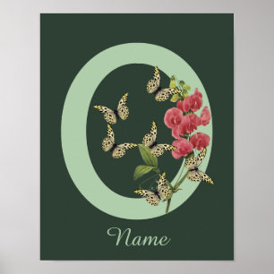 Schmetterlinge Blumenmonogramm Initiale O Personal Poster
