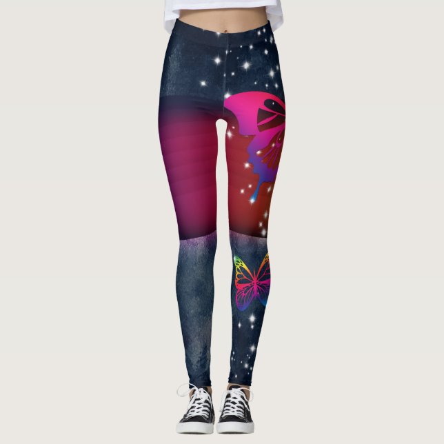 Schmetterlinge der Regenbogen-n Leggings (Vorderseite)