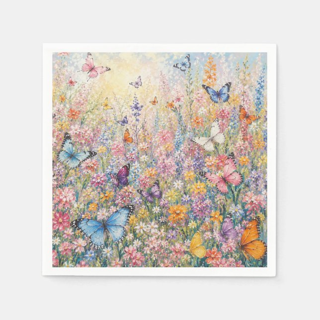 Schmetterlinge des Paradieses – Eine farbenfrohe W Serviette (Vorderseite)