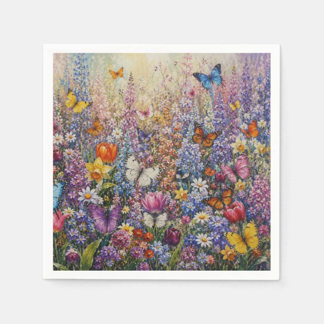 Schmetterlinge des Paradieses – Eine farbenfrohe W Serviette (Vorderseite)