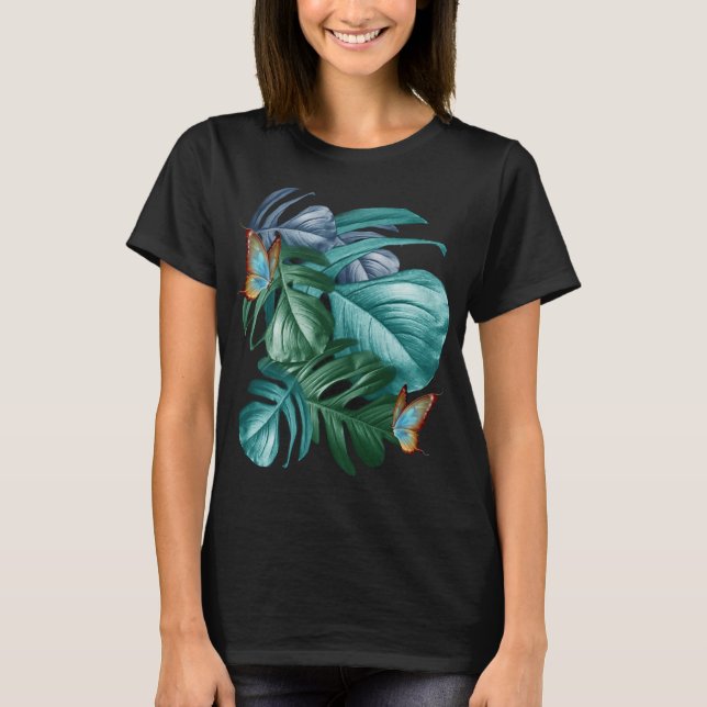 Schmetterlinge des tropischen tropischen türkisfar T-Shirt (Vorderseite)