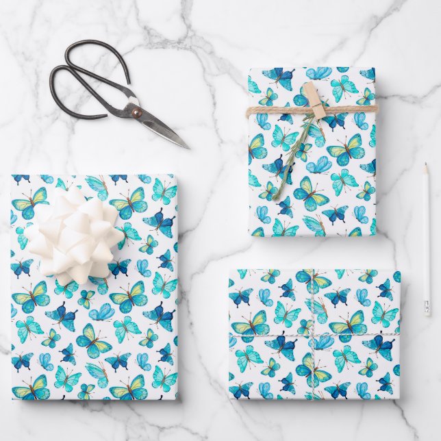 Schmetterlinge, die Papierfolien umhüllen Geschenkpapier Set (Vorderseite)