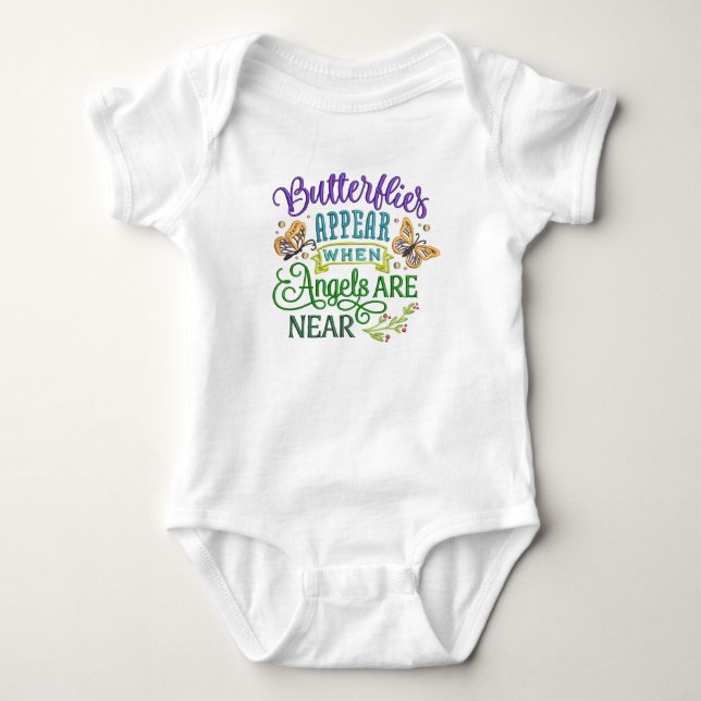 Schmetterlinge erscheinen Engel nahe Zitat Niedlic Baby Strampler (Vorderseite)