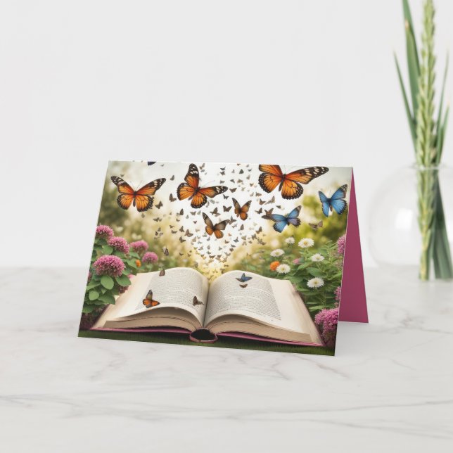 Schmetterlinge explodieren aus dem offenen Buch Karte (Vorderseite)