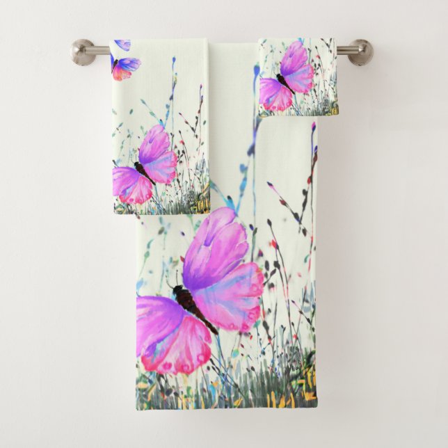 Schmetterlinge fliegen in Natur Badehandtücher Frü Badhandtuch Set (Insitu)