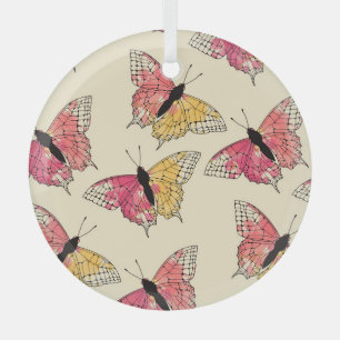 Schmetterlinge fliegen: nahtloses Elfenbeinmuster Ornament Aus Glas