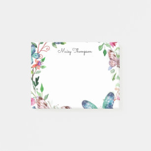 Schmetterlinge Florales Monogramm Name Post-it Klebezettel